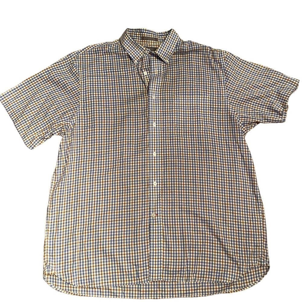 Daniel Cremieux Signature Collection Plaid Short Sleeve Button Down Size XL
